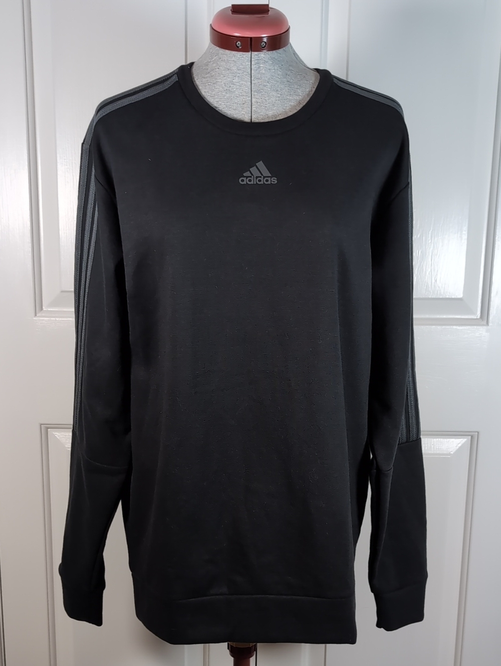 Adidas Essentials 3 Stripes Fleece Crewneck Sweatshirt Pullover Sweater Black